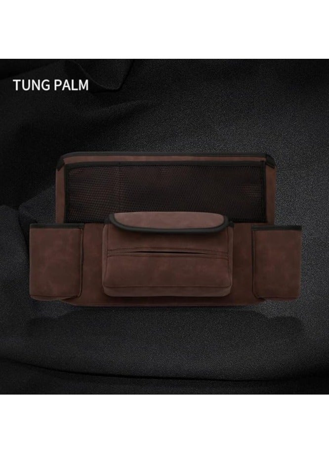 Arabest Car Handbag Holder Between Seats Suede Large Capacity Car Purse Holder Automotive Consoles & Organizers for Document Phone Storage Car Organizer（Brown） - Image 4