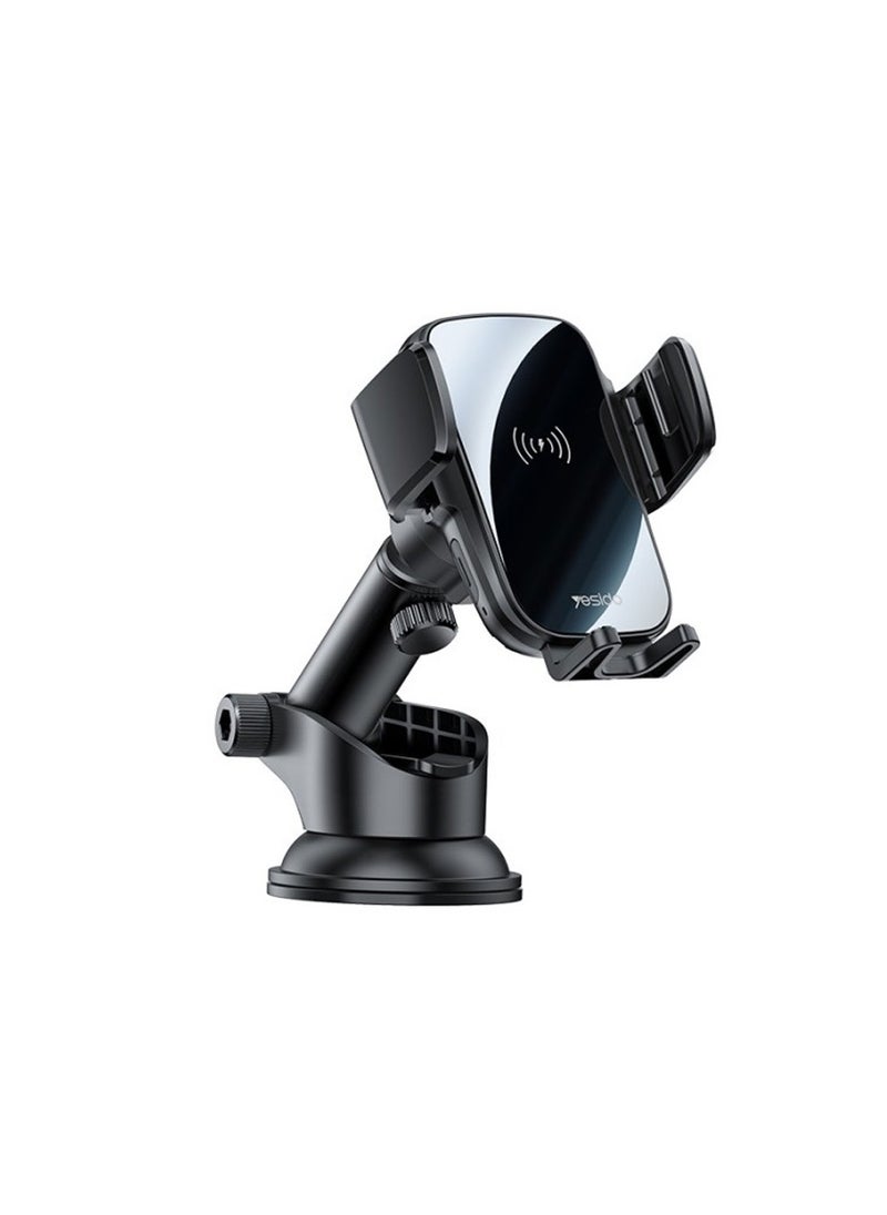Yesido Yesido C186 Suction Cup Air vent Phone Holder 15W Wireless Memoried Clip Charging holder - Black  - Image 1