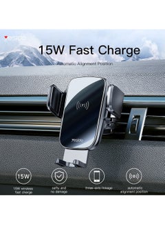 Yesido Yesido C186 Suction Cup Air vent Phone Holder 15W Wireless Memoried Clip Charging holder - Black  - Image 2