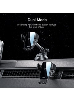 Yesido Yesido C186 Suction Cup Air vent Phone Holder 15W Wireless Memoried Clip Charging holder - Black  - Image 3