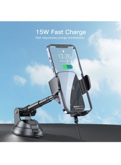 Yesido Yesido C186 Suction Cup Air vent Phone Holder 15W Wireless Memoried Clip Charging holder - Black  - Image 4