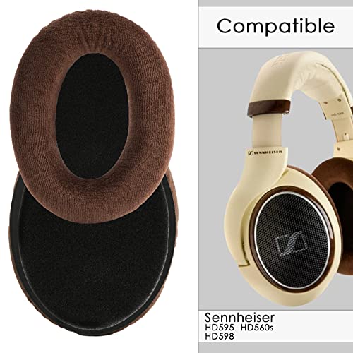 Linkidea Replacement Ear Pads for Sennheiser HD 515/518/ 555/595/ 598/ 598SE/ 560s/ 380/559/ 569/ PC350/ PC360/ Game one/ HMEC250 Headphones Ear Cushions (Velour/Brown) - Image 3