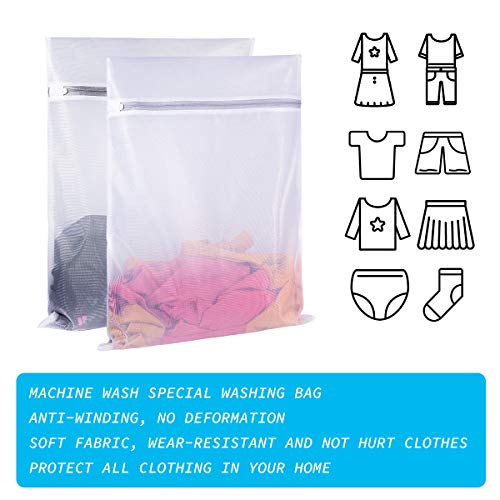 SUERIV Laundry Mesh Bag-Heavy Duty Fine Mesh Wash Bag for Washing Machine-Supper Zipper Net Laundry Bag for Travel,Lingerie,Sweater,Garment,Undergarment （1M+2L） - Image 3