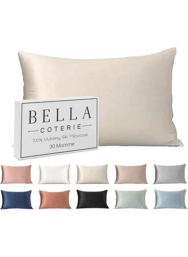 BC BELLA COTERIE Luxury Silk Pillowcase for Hair and Skin | 30 Momme | 100% Pure 6A Mulberry Silk | Super Soft | Perfectly Plush [Queen, Ivory]  - Image 1