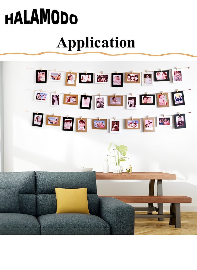 HALAMODO - 10PCS Paper Picture Frames DIY Photo Frames Creative Linkage Mounted Cardboard with Flax String and Clips Photo Frames Collage for Wall Decor - Image 1