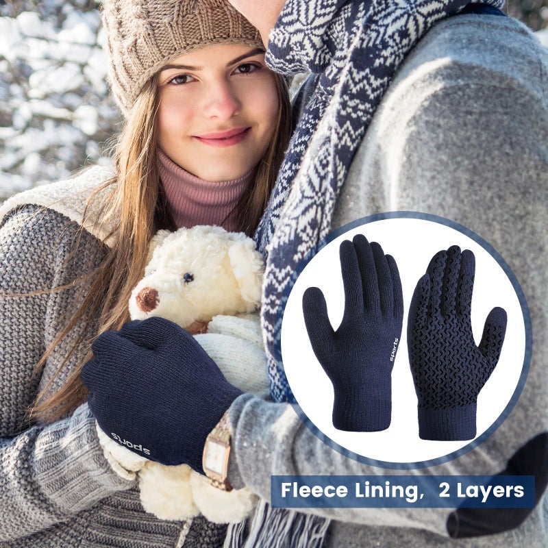 Premillow Winter Gloves - Gloves for Men Women, Wool Fleece Liner Mens Gloves with Touchscreen, Warm Knit Gloves for Women Cold Weather, Light Gray XL - Image 5