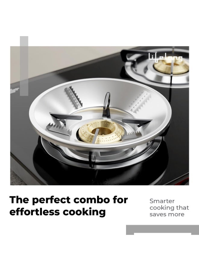 Lifelong 4 Burner Gas Stove with Free Gas Saver | Manual Ignition Cooktop, Modern Glass Stove Top for Modular Kitchen, ISI Certified & Compatible with LPG |1 Year Manufacturer’s Warranty (LLGS27GSS) - Image 2