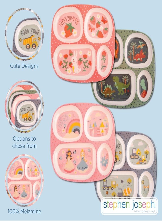 Stephen Joseph, Melamine Dinner Plate for Kids, Toddler Plastic Mealtime Divided Plates, Dinnerware Dishes Set for Picky Eaters Boy and Girls, Dino - Image 4