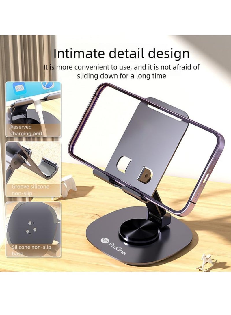 ProOne ProOne Metal Phone Stand - Stable, Adjustable, Anti-Slip - Universal Desk Mobile Holder for 4.5-6.8" Smartphones - Perfect for Video Calls, Movies, & Hands-Free Viewing - Heavy Duty 750g Support - Portable Cell Phone Holder  - Image 2