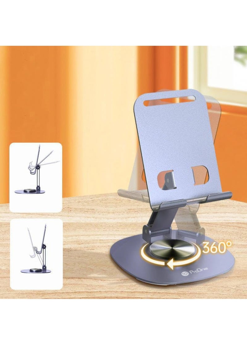 ProOne ProOne Metal Phone Stand - Stable, Adjustable, Anti-Slip - Universal Desk Mobile Holder for 4.5-6.8" Smartphones - Perfect for Video Calls, Movies, & Hands-Free Viewing - Heavy Duty 750g Support - Portable Cell Phone Holder  - Image 3