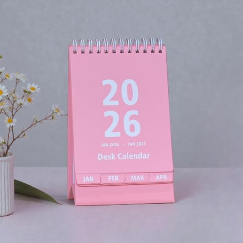 INNAXA 2026 Desk Calendar Mini Monthly Calendar 13 Months Standing Flip Calendar for Home Office Black (PARIS PINK) - Image 1