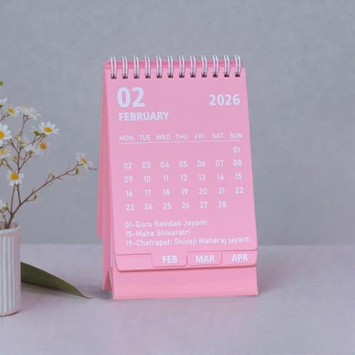 INNAXA 2026 Desk Calendar Mini Monthly Calendar 13 Months Standing Flip Calendar for Home Office Black (PARIS PINK) - Image 3