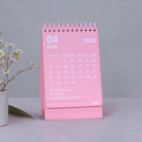 INNAXA 2026 Desk Calendar Mini Monthly Calendar 13 Months Standing Flip Calendar for Home Office Black (PARIS PINK) - Image 5