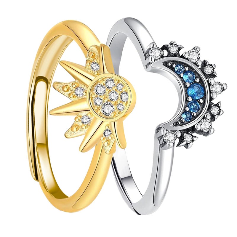Set Rings – Adjustable  Opening, Couple Rings, Stainless Steel, Simple Design, 2 Pieces