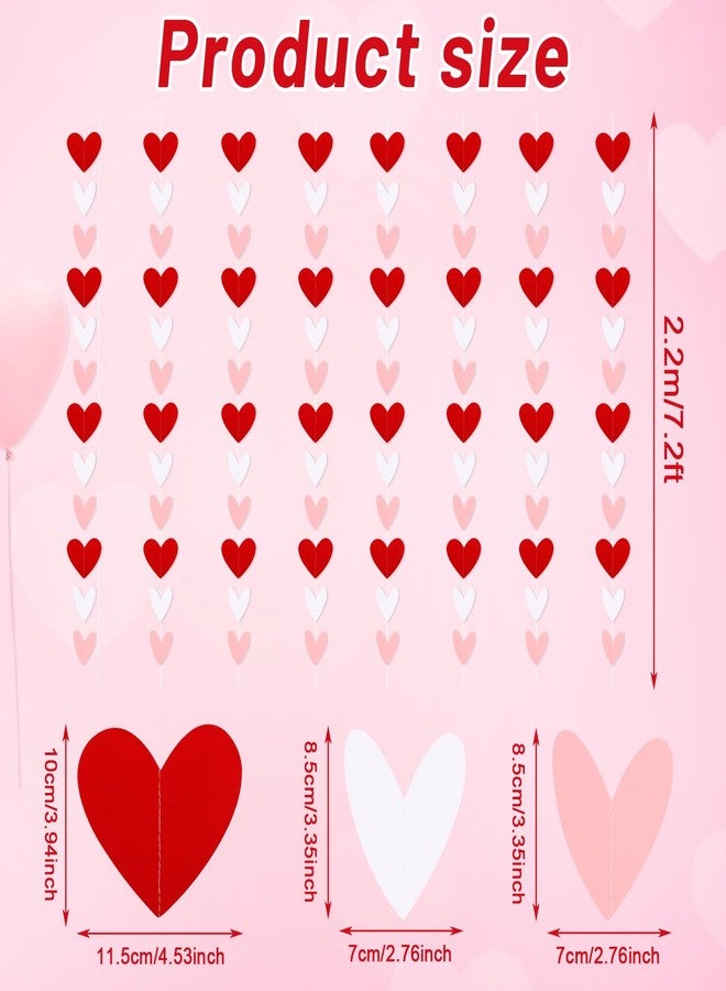 JOFONY 96 Heart Garland Red & Pink,Hanging Valentines Garland Hanging Hearts Decoration for Wedding Anniversary Engagement Valentines Day Decor - Image 2