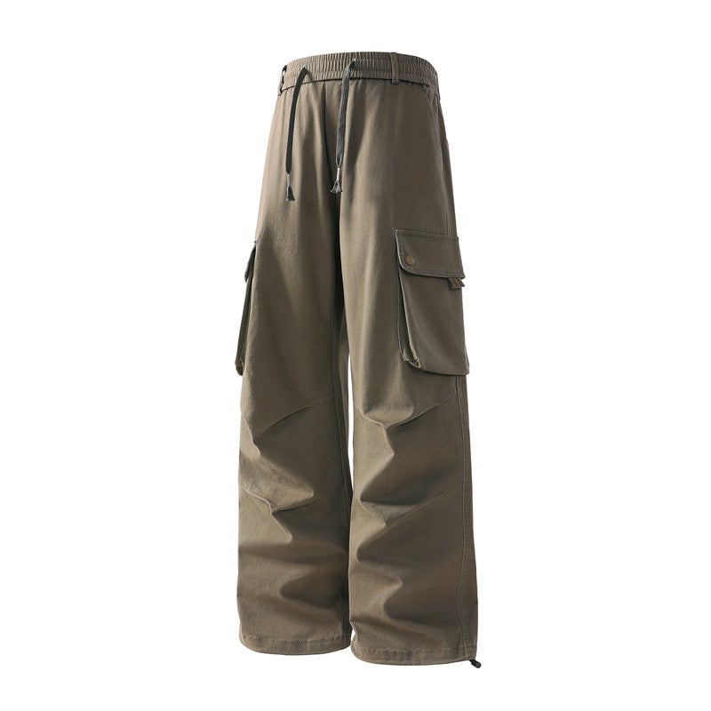 New American Style Paratroopers Cute Pants Men'S And Women'S Trendy Summer Japanese Style Loose Pleated Crane Pants Ruffian Handsome Straight Long Pants - Image 1