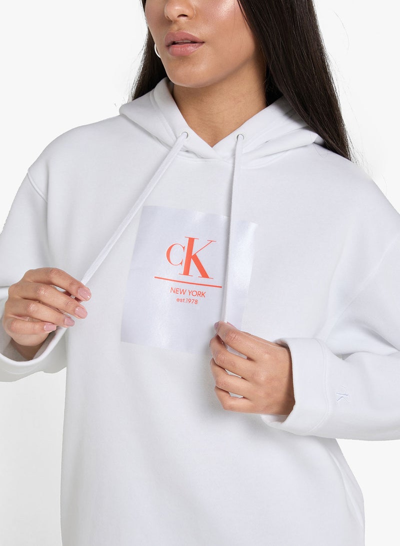 CK WOVEN LABEL OVERSIZED HOODIE