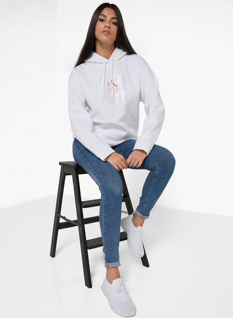 CK WOVEN LABEL OVERSIZED HOODIE