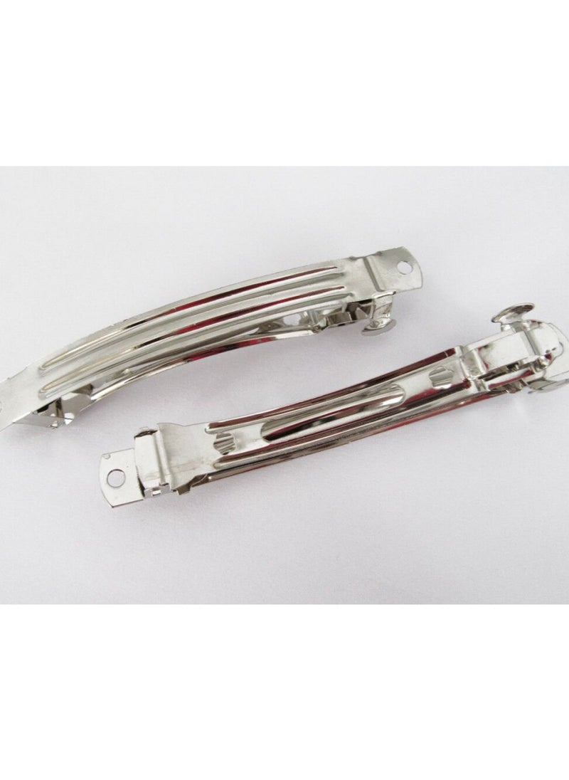 YYCRAFT YYCRAFT 30 Pack French Barrette 3-15/16-Inch Hair Clips Fun Craft Beading Project, 100mm, Silver Tone  - Image 1