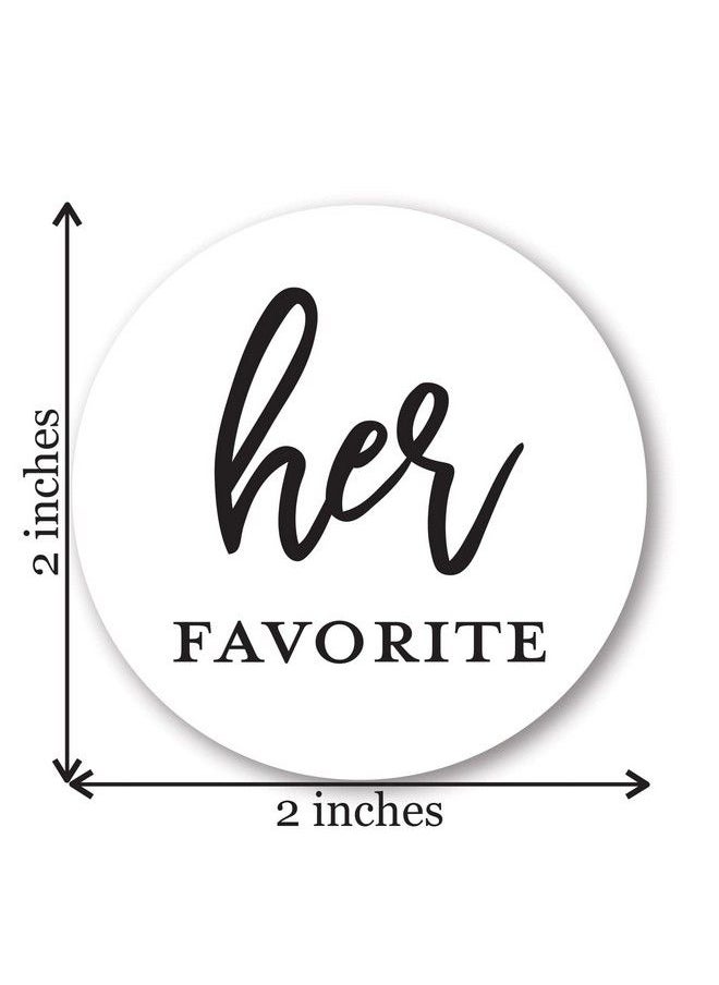 InvitationHouse - 2" Round His Favorite Her Favorite Wedding Favor Stickers 80 Cnt (40 Of Each) (Black On White) - Image 1