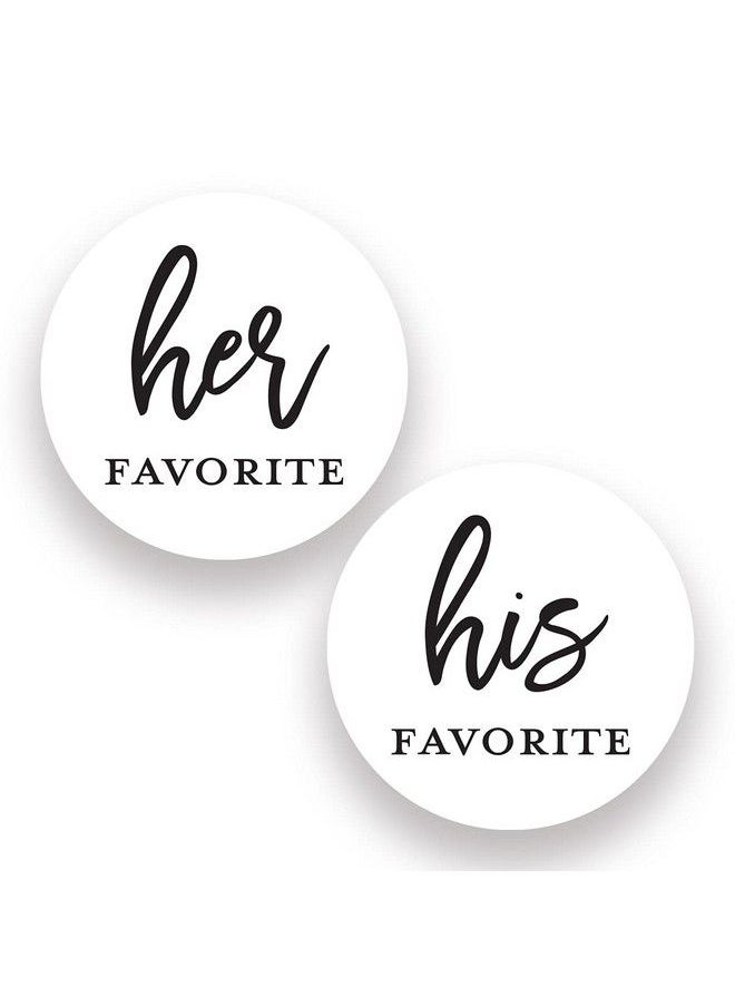 InvitationHouse - 2" Round His Favorite Her Favorite Wedding Favor Stickers 80 Cnt (40 Of Each) (Black On White) - Image 1