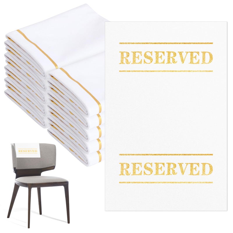 XIISVINT 10 Pcs Reserved Chair Signs Cloth Church Placeholder Reserved Pew Signs Chair Reserved Seat Coverswith Printed Words For Weddings, Churches, Eceptions, Cinema,Celebrations, Parties and Events(White) - Image 1