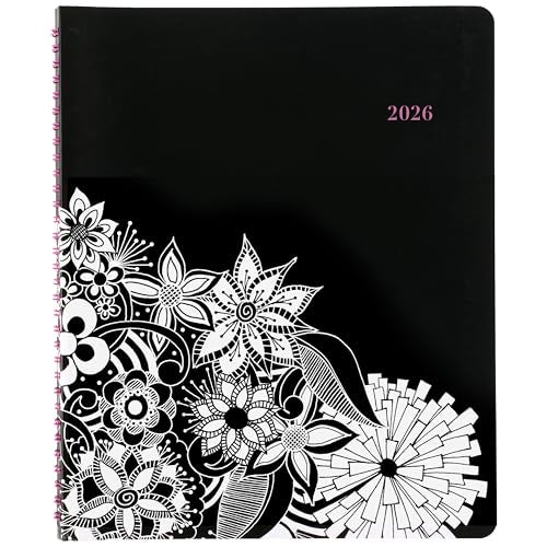 Cambridge 2026 Appointment Book Planner Weekly Monthly 812 x 11 Large Hourly FloraDoodle White and Black 58990526 - Image 1