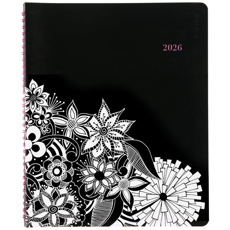 Cambridge 2026 Appointment Book Planner Weekly Monthly 812 x 11 Large Hourly FloraDoodle White and Black 58990526 - Image 2