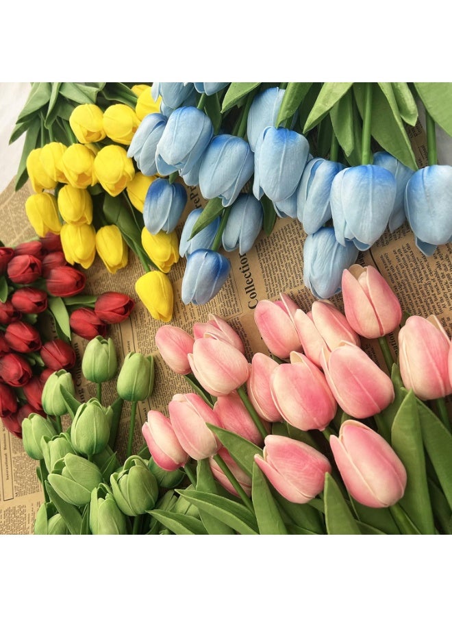 8pcs Artificial Tulips Flowers Fake Faux PU Tulip Bouquet Real Touch Flower Arrangement for Home Room Office Party Wedding Decoration Excellent Gift Idea for Mothers Day (Pink) - Image 5