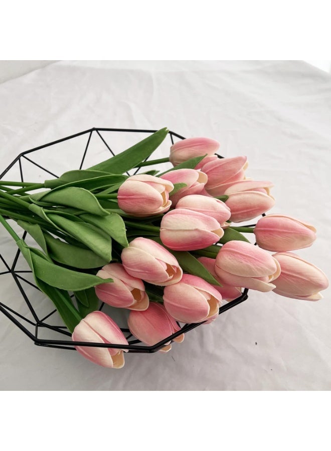 8pcs Artificial Tulips Flowers Fake Faux PU Tulip Bouquet Real Touch Flower Arrangement for Home Room Office Party Wedding Decoration Excellent Gift Idea for Mothers Day (Pink) - Image 4
