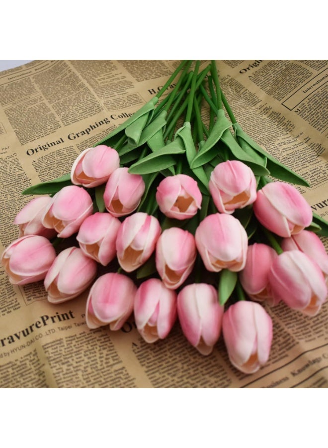 8pcs Artificial Tulips Flowers Fake Faux PU Tulip Bouquet Real Touch Flower Arrangement for Home Room Office Party Wedding Decoration Excellent Gift Idea for Mothers Day (Pink) - Image 3