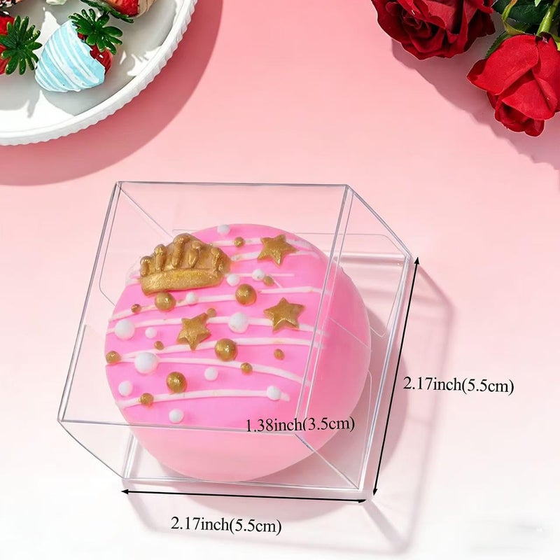 JCXGRVC 50Pack 2" x 2" x 2" Clear Gift Boxes Macaron Boxes Small Gift Boxes Golf Chocolate Boxes Smores Box Chocolate Bomb Box Birthday Wedding Party Favor - Image 2