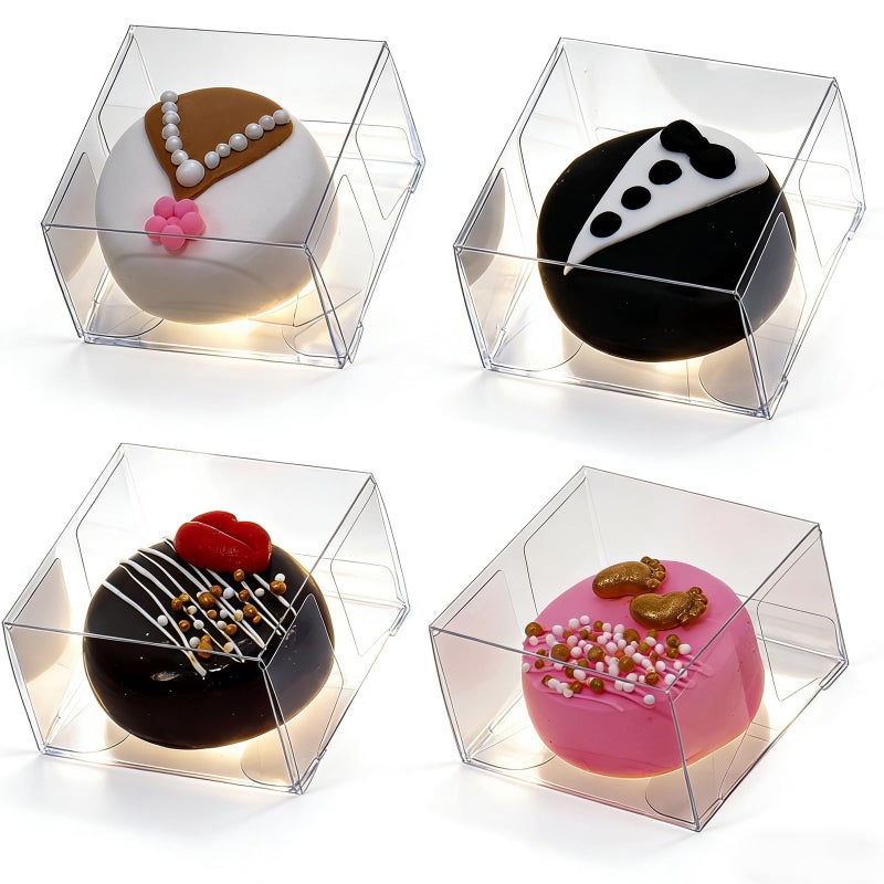 JCXGRVC 50Pack 2" x 2" x 2" Clear Gift Boxes Macaron Boxes Small Gift Boxes Golf Chocolate Boxes Smores Box Chocolate Bomb Box Birthday Wedding Party Favor - Image 1