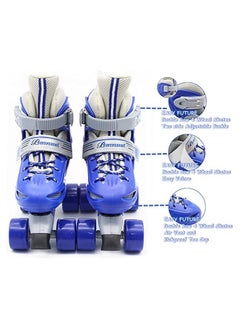EASY FUTURE Roller Skates Adjustable Size Double Row 4 Wheel Skates Children Skates for Boys And Girls Including Protective Gear Knee Elbow Wrist Blue Colour  - Image 4