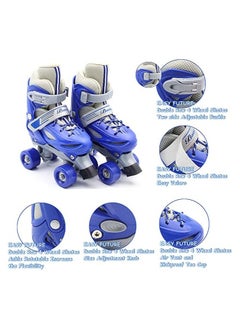 EASY FUTURE Roller Skates Adjustable Size Double Row 4 Wheel Skates Children Skates for Boys And Girls Including Protective Gear Knee Elbow Wrist Blue Colour  - Image 3