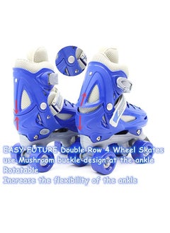 EASY FUTURE Roller Skates Adjustable Size Double Row 4 Wheel Skates Children Skates for Boys And Girls Including Protective Gear Knee Elbow Wrist Blue Colour  - Image 5