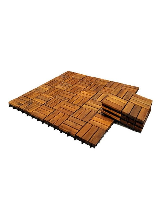 12-Piece Wooden Floor Tiles Light Brown 30 x 30 x 2cm  - Image 1
