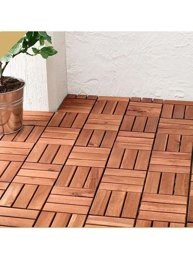 12-Piece Wooden Floor Tiles Light Brown 30 x 30 x 2cm  - Image 3
