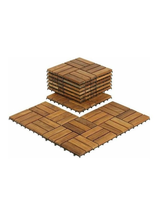12-Piece Wooden Floor Tiles Light Brown 30 x 30 x 2cm  - Image 2