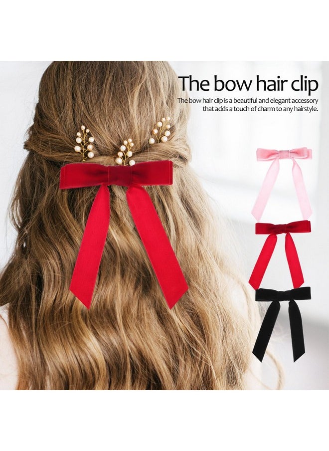 Beaupretty 6Pcs Hair Bows Hair Clips Velvet Bows Barrette Hair Ribbon Ponytail Holder Accessories For Girls Women  - Image 5