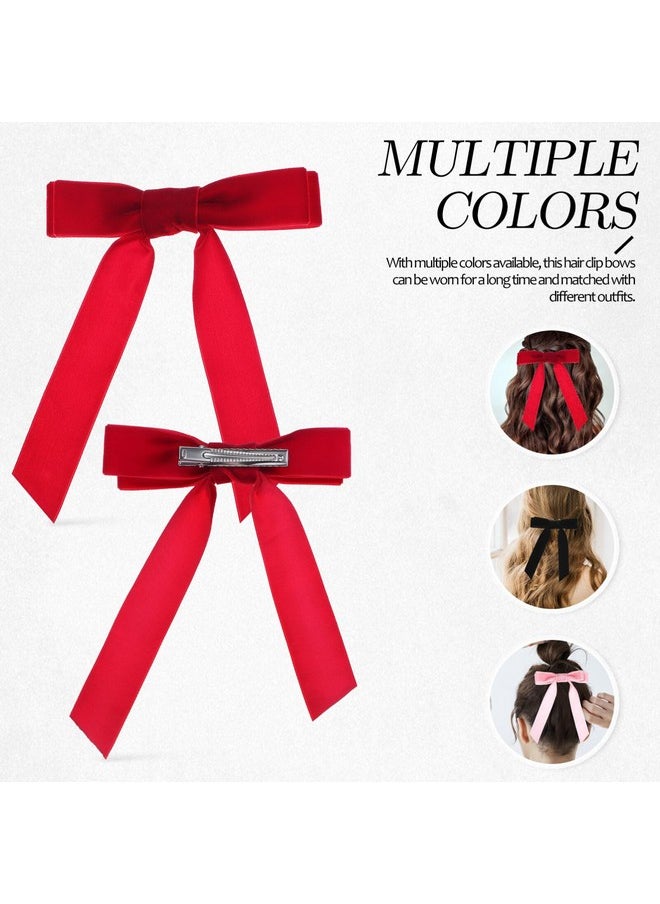 Beaupretty 6Pcs Hair Bows Hair Clips Velvet Bows Barrette Hair Ribbon Ponytail Holder Accessories For Girls Women  - Image 3