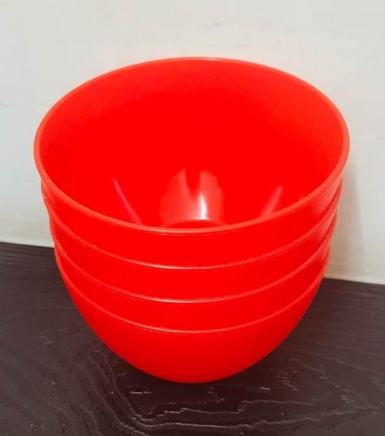 INVOSS 700ml Unbreakable BPAFree Plastic Bowl Set for Cereal Fruit Rice Salad Soup Pasta Noodles and Snack Bowls Dishwasher Microwave Safe Pack of 4 Red - Image 2