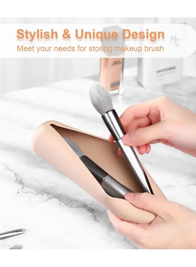 ORiTi Travel Makeuo Brush Holder Silicon Trendy and Portable Cosmetic Face Brushes Holder Soft and Sleek Makeup Tools Organizer for Travel - Image 2