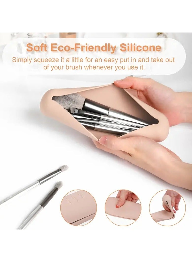ORiTi Travel Makeuo Brush Holder Silicon Trendy and Portable Cosmetic Face Brushes Holder Soft and Sleek Makeup Tools Organizer for Travel - Image 4