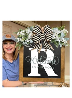 Y&D Welcome Sign Creative Bowknot Letter Wreath In Front Of The Door Outdoor Decoration Props For The Courtyard 30x35CM  - Image 3