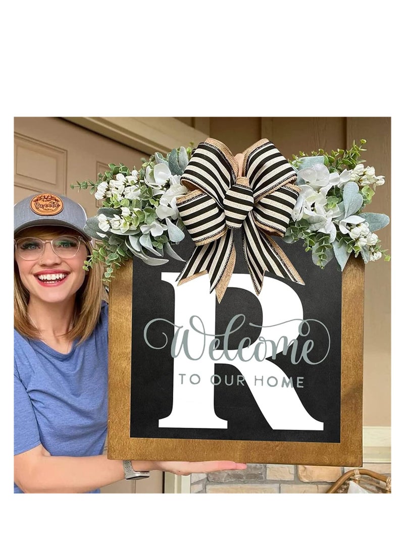 Y&D Welcome Sign Creative Bowknot Letter Wreath In Front Of The Door Outdoor Decoration Props For The Courtyard 30x35CM  - Image 3