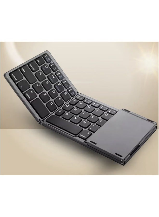 Unleash Your Productivity On the Go: Foldable Bluetooth Keyboard, Mini Portable Rechargeable Travel Keyboard with Touchpad, Compatible with Windows, Android, and iOS Devices - Image 1