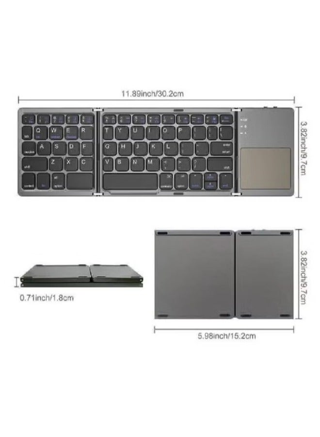 Unleash Your Productivity On the Go: Foldable Bluetooth Keyboard, Mini Portable Rechargeable Travel Keyboard with Touchpad, Compatible with Windows, Android, and iOS Devices - Image 2
