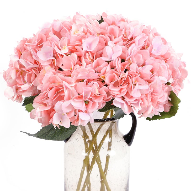 Kimuras Cabin 6pcs Fake Flowers Vintage Artificial Silk Hydrangea Flowers Bouquets Faux Hydrangea Stems for Home Wedding Party Table Core Decoration Pink Pack of 6