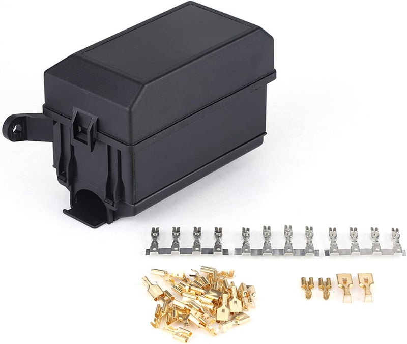 6 Way Relay Holder Box Socket, Universal Automotive and Relay Block with 41 Pins for Car SUV Off Road Pickup Truck, ABS and Metal Construction - Image 1